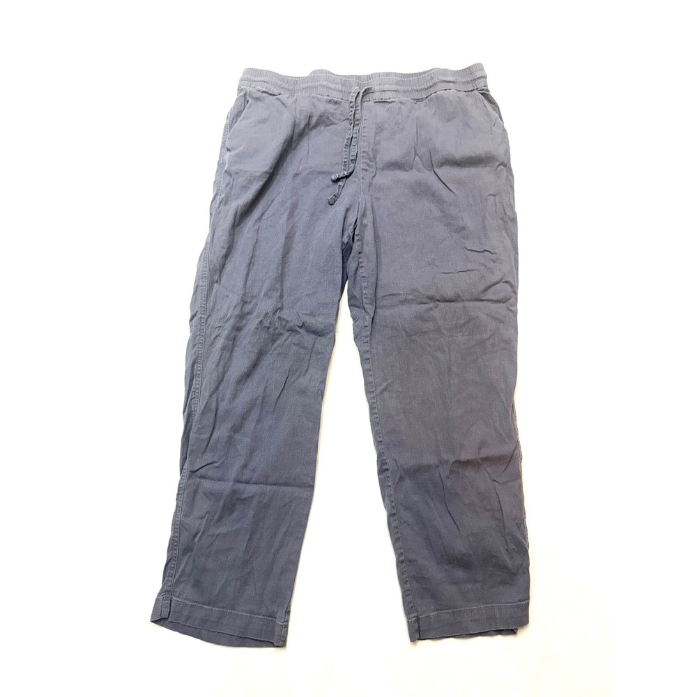 32 DEGREES COOL Womens XL Gray Pull On Casual Straight Leg Linen Pants Q4
